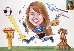 caricature of graduate by caricature artist mike hasson